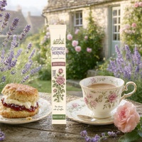 Custom Artisan Stick Packaging Tear Notch Cream Purple Lavender Cottage English Instant Coffee Sachet Bags for Tea Room Brand