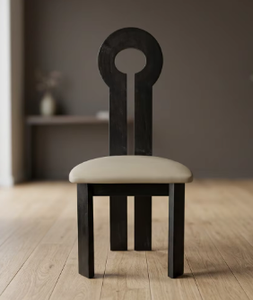 Chaise de salle à manger moderne en bois de chêne massif avec trou de serrure |   Chaise de salle à manger pour hôtel et restaurant, rembourrée, avec pieds coniques - Product Image 6