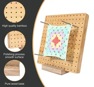 かぎ針編みを編むためのカスタム手作り木製糸ブロッキングボードおばあちゃんの正方形スタンドボード