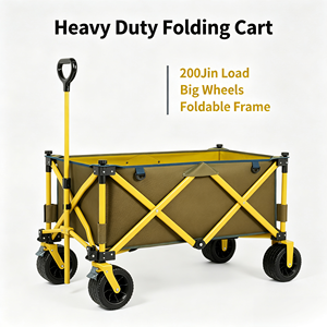 200lbs Load Capacity Folding Camping Wagon Collapsible Outdoor Hand <b>Cart</b> for Market Stall Grocery Moving - Product Image 5