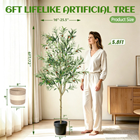 Olivier artificiel de 1,80 m pour intérieur avec panier de plantation, plantes artificielles, verdure, décoration, plantes en pot artificielles