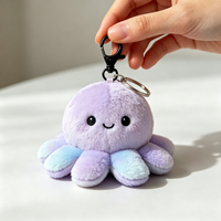 Porte-clés en peluche pieuvre mignon, breloque de sac en peluche pieuvre douce, petit pendentif animal en peluche pour sac à dos, porte-clés, fête d'anniversaire pour enfants