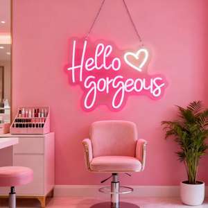 Lampe murale LED lumineuse pour chambre à coucher, style boutique, avec inscription '<span class=keywords><strong>Hello</strong></span> Gorgeous', néon décoratif. - Product Image 4