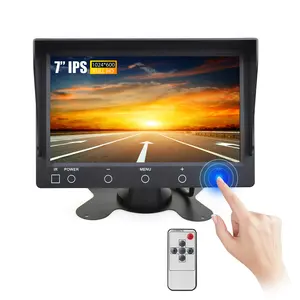 Monitor layar IPS mobil 7 inci pabrik, Monitor kendaraan Input AHD tombol sentuh 1024*600 untuk truk pekerjaan berat RV Bus Van Trailer