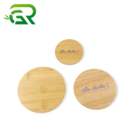 Couvercles en bois de différentes tailles avec logo personnalisé, couvercle rond en bambou, couvercle en bois pour bougie, tasse en verre, pot de rangement avec anneau en silicone