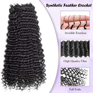 Extensiones de Cabello de Pluma Sintética para Crochet, Cabello Sintético Ondulado Profundo, Nudos Milagrosos para Crochet, Cabello Pre-Separado para Trenzas - Product Image 3