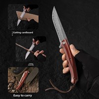 Couteau de poche pliant artisanal en acier Damas 67 couches, manche en bois de rose, roulement à billes, EDC, pour camping, chasse et survie en extérieur