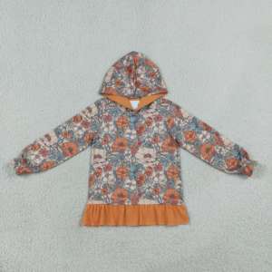 Preordina la felpa <span class=keywords><strong>con</strong></span> cappuccio Yawoo GT0914 per bambine, <span class=keywords><strong>con</strong></span> stampa fantasma, zucca e fiori, mezza zip e orlo arricciato, perfetta per Halloween. - Product Image 3