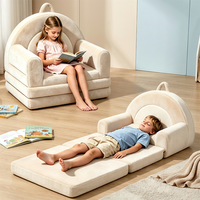 Canapé-lit d'angle convertible 2-en-1 moderne en velours pour enfants et tout-petits