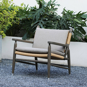 Fauteuil de jardin en teck moderne et écologique, résistant aux intempéries, avec corde PE tressée, confortable et durable, pour la relaxation et la récupération, chaise de patio - Product Image 5
