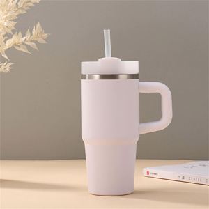 Gobelet isotherme en acier inoxydable de 14 oz pour enfants avec couvercle à paille droite et poignée, tasse de voyage - Product Image 1
