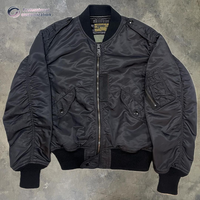 Blousons d'aviateur personnalisés de haute qualité pour hommes de style de rue pour l'hiver à la fac-Fermeture à glissière Tissu en toile noire
