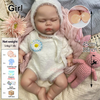 Lebensechte Silikon-Reborn-Babypuppe zur Trauerheilung und emotionalen Beruhigung, realistische Neugeborenenpuppe mit offenem Mund, 18 Zoll, Pickle Muneca als Begleiter