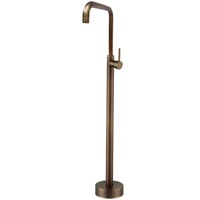 Robinet de baignoire sur pied de style antique poli, eau chaude et froide, pour baignoire en bois, ensemble douche et lavabo sur piédestal, tout en cuivre