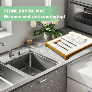 Eco-friendly Built in Dish Rack for Kitchen Bamboo Diatomite Dish Rack Fast Drying <b>Mat</b> <b>Board</b> for Kitchen Counter - Product Image 4