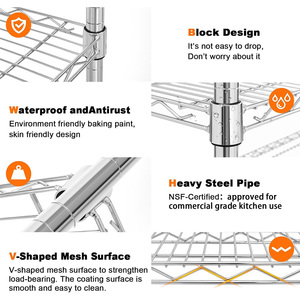 5-Tier NSF EcoStorage מדפי מדף עם גלגלי מתכת מדף חוט אחסון מתלה לבית משרד מוסך מטבח אמבטיה - Product Image 4