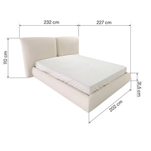 Letto matrimoniale imbottito Yunar 180x200 con base a doghe e spazio contenitore beige - Product Image 4