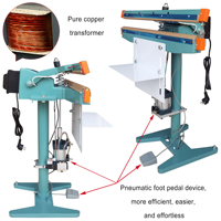 Scelleuse de sacs verticale semi-automatique, machine de scellage pneumatique pour sacs en plastique pour l'emballage de boissons et de produits chimiques (film/papier/feuille)