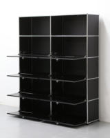 Meuble modulaire en acier inoxydable d'inspiration moderne, unité de rangement extensible, buffet, meuble TV, système d'étagères ouvertes