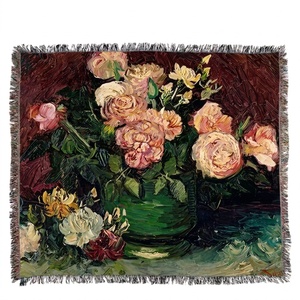 Tapiz de Poliéster y Algodón con Pintura al Óleo de Rosas y Peonías de <span class=keywords><strong>Van</strong></span> <span class=keywords><strong>Gogh</strong></span>, Manta para Sofá, Cubrecama Multifuncional, Toalla - Product Image 5