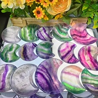 Bol de purification décoratif en cristal de fluorite naturelle, gravé en forme de lune arc-en-ciel, pour collection, vente en gros