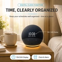Speaker Audio Portabel BLE Kain Terbaru dengan Jam Digital Terintegrasi, Mini Handheld Desktop Sound Box Bass Berat untuk Hadiah Rumah
