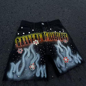 Noi due. <span class=keywords><strong>Shorts</strong></span> Duty-Free in <span class=keywords><strong>Denim</strong></span> stile retrò con strass antichi Jeans estivi a vita alta al ginocchio da uomo - Product Image 3