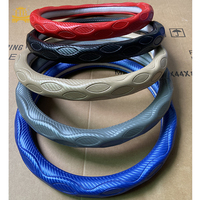 Housse de volant de voiture universelle style mode en cuir fibre de carbone, accessoires auto, protection de volant