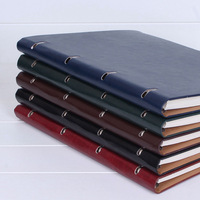 Cuaderno A4 con logotipo personalizado al por mayor, planificador de piel auténtica vintage de tapa dura con encuadernación de costuras de sillín para diario escolar