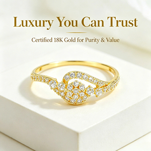 Bague Fleur en Or Véritable 18 carats Personnalisable avec Zircon et <span class=keywords><strong>Diamant</strong></span>, Bague Trèfle Pavée de Diamants Au750, Bijoux Fins pour Anniversaire et Mariage - Product Image 6