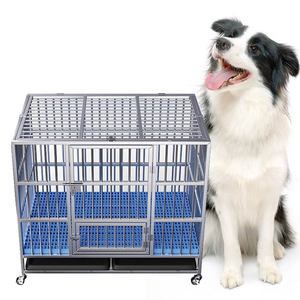 Maychan profesyonel paslanmaz çelik büyük köpek kafesi, katlanabilir Pet sandıkları kedi köpek kulübesi tekerlekler ile - Product Image 6