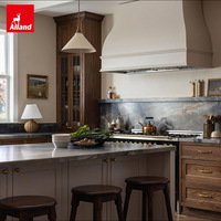 Ensemble d'armoires de cuisine Allandcabinet, design moderne, finition noyer, pour projet de villa, design luxueux, rangement pour cuisine, armoires de cuisine