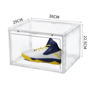 Adidas original Shoe boxes clear 플라스틱 쌓을수 있는 저장 사각형 DIY 스태킹 깔끔한 디스플레이 신발 컨테이너 튼튼한 문