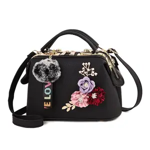 New Fashion Hot Selling Faux Leather Flower Purses And Handbags 2023 for Girls Women Ladies