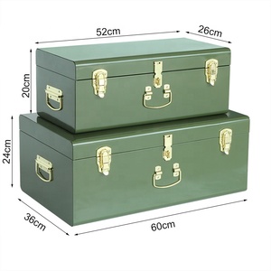 Tronco de almacenamiento verde de Navidad Tronco de metal con accesorios de bloqueo dorado claro Tronco de recuerdo - Product Image 2