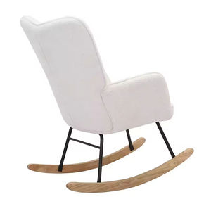 Thái thiết kế Teddy Velvet tàu lượn Rocker mềm mại và thoáng khí bề mặt ghế đệm chân gỗ Rocking <span class=keywords><strong>Chair</strong></span> - Product Image 5