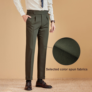 En stock, faible MOQ, pantalon homme taille haute coupe droite style Naples avec boucle <span class=keywords><strong>Paris</strong></span>, décontracté chic pour livraison rapide - Product Image 3