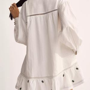 Robe d'été pour femmes en coton 100% sur mesure OEM, sans manches, broderie florale, mini robe en coton, robe décontractée pour femmes - Product Image 3