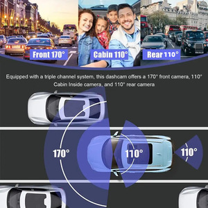 กล้องติดรถยนต์ Wi-Fi 3ช่อง1080P, กล้องติดรถยนต์หน้าจอสัมผัสขนาด3.16นิ้วสำหรับบันทึกทั้งด้านหน้าและด้านหลังรุ่นกลางคืน - Product Image 3
