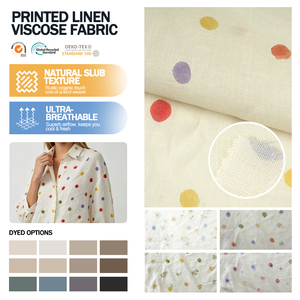 Factory Supply Custom Medium Weight Cambric Floral Printed Linen Viscose Fabric for Pants - Product Image 1