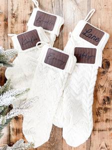 Bas de Noël personnalisés Bas de Noël gravés au laser avec nom en cuir - Product Image 5