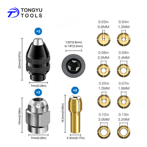 Ensemble de mandrins de perceuse 12 pièces / 15 pièces pour <span class=keywords><strong>Dremel</strong></span>, <span class=keywords><strong>mandrin</strong></span> à 3 mâchoires sans clé 4486 avec collets en laiton de 0,8 à 3,2 mm - Product Image 3