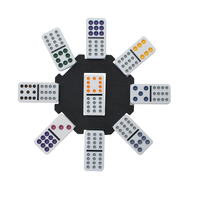 Double 12 Dominos Set Carreaux de jeu colorés en bois et Diamine avec boîte en métal 91 PCS pour s'amuser et jouer