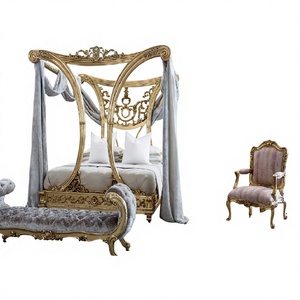 Cama de Lujo con Dosel Tallado en Madera de Teca, Tamaño King y Queen, Muebles Modernos para Dormitorio, Color Personalizado, Diseño Personalizable - Product Image 1