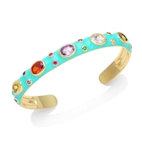 Bracelets et Joncs en Or Plaqué avec Zircons Arc-en-ciel Multicolores en Émail Cubique, Bijoux de Mode Raffinés pour Femmes