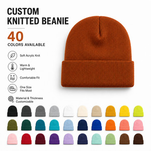 Custom Logo Knitted <b>Beanie</b> <b>Hat</b> 40 Colors Soft Acrylic Winter Warm Skull Cap Wholesale Promotional Blank Cuffed <b>Beanie</b> Unisex - Product Image 1