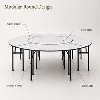 Table Ronde Modulaire Pliante pour Restaurant, Design Courbé pour Hôtel, Café, Fête, Événement, Restauration