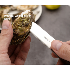 Cina vendita 304 in acciaio inox coltello ostrica piccolo strumento con manico in legno ispessito multiuso ostrica apertura gadget pratico - Product Image 2