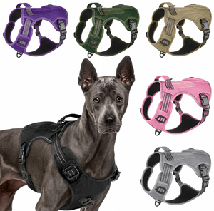 Harnais de dressage réfléchissant anti-traction pour <span class=keywords><strong>chien</strong></span>, tactique, imperméable, avec poche, pour bouledogues français et chiens berleurs allemands - Product Image 1