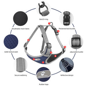 Harnais pour chien Pioneer T-Style Sport Fashion, respirant, rembourré, avec bordure réfléchissante, réglable, facile à mettre, pour des promenades quotidiennes sécurisées - Product Image 2